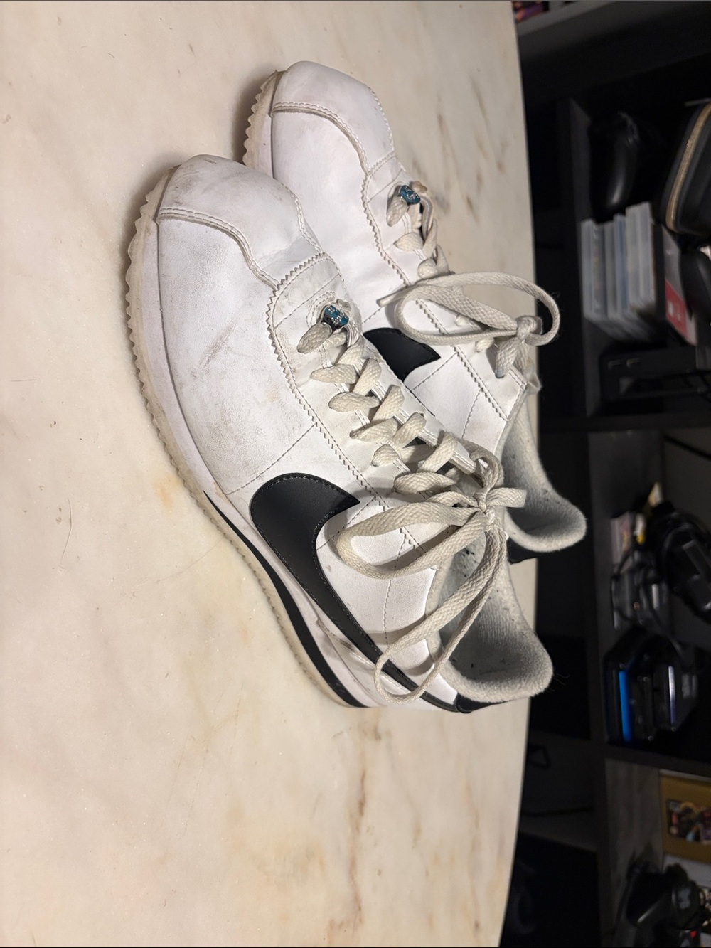 Nike Men's White Sneakers with Black Swoosh